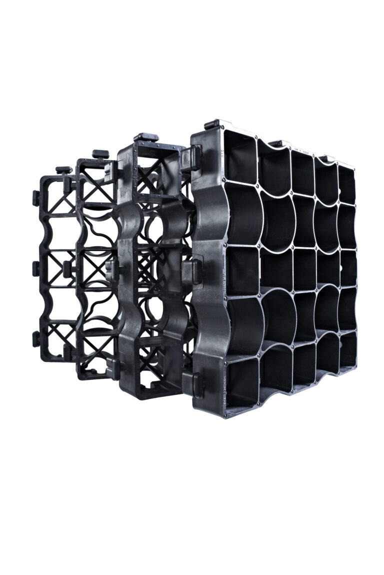 ECORASTER E40 permeable grid panels for residential and light-to-medium-duty surfaces.
